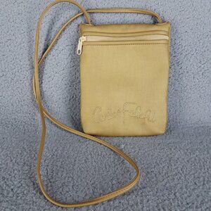 Carlos Falchi Crossbody Bag Gold Travel Casual Small Lightweight Purse Everyday